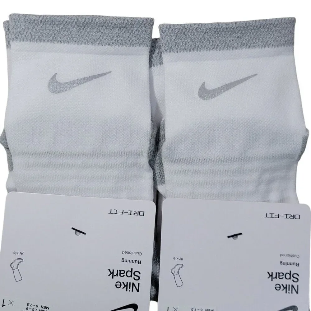 Nike Spark Cushioned Running Ankle Socks Women 7.5-9 Men 6-7.5 Yth 6Y-7.5Y 2Pair